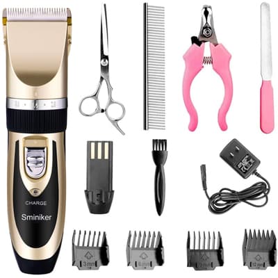 Sminiker Professional Rechargeable Cordless Dog Grooming Clippers