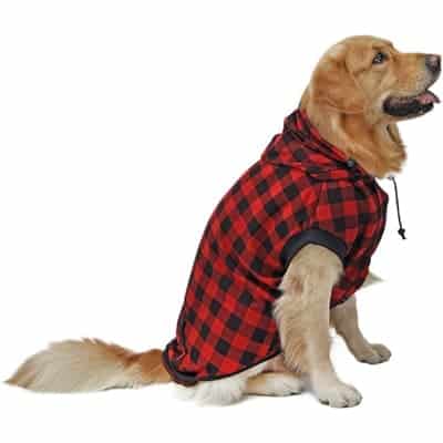 PAWZ Road Large Dog Plaid Coat Hoodie - Best Winter Jackets and Raincoats for Dogs